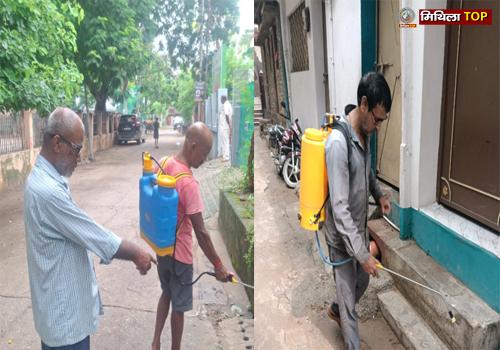 जलजमाव प्रभावित क्षेत्रों में एंटी लार्वा एवं ब्लीचिंग छिड़काव का अभियान शुरू