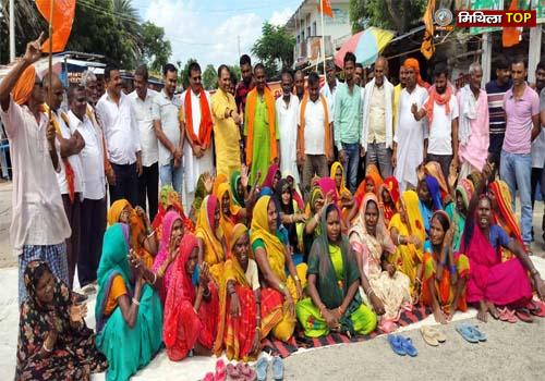 पकड़ी चौक पर बिहार बंद कार्यक्रम में जोरदार विरोध प्रदर्शन