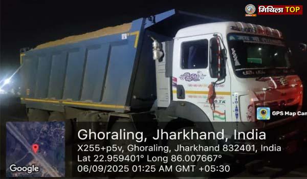 सरायकेला में खनन विभाग की बड़ी कार्रवाई, अवैध बालू लदा हाइवा जब्त