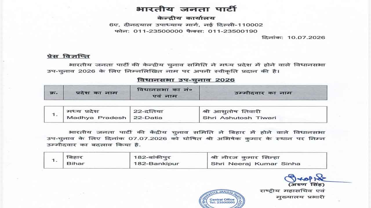Bankipur By Election BJP candidate